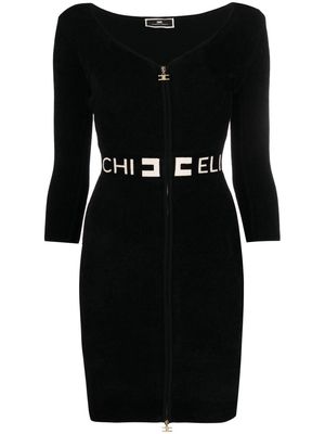 Elisabetta Franchi logo-waistband knit dress - Black