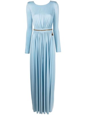 Elisabetta Franchi long-sleeve belted gown - Blue