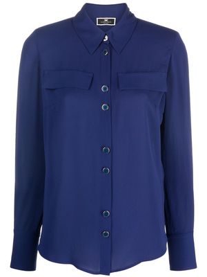 Elisabetta Franchi long-sleeve chest-pocket shirt - Blue