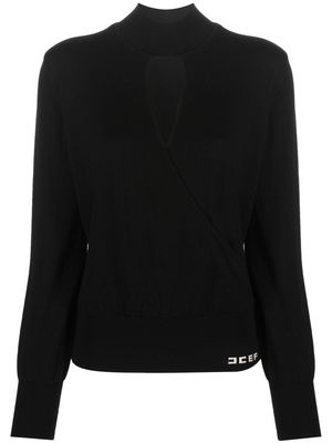 Elisabetta Franchi long-sleeve knitted blouse - Black