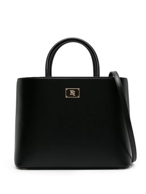 Elisabetta Franchi medium logo-palque tote bag - Black