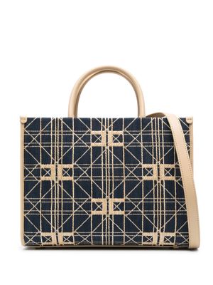 Elisabetta Franchi medium patterned-jacquard denim bag - Blue