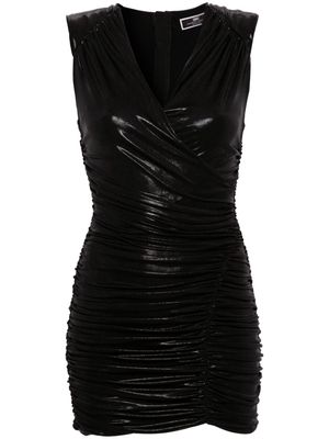 Elisabetta Franchi metallic V-neck draped minidress - Black