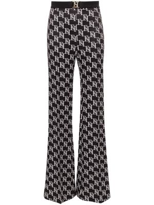 Elisabetta Franchi monogram-jacquard flared trousers - Black
