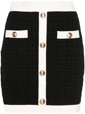 Elisabetta Franchi monogram-jacquard mini skirt - Black