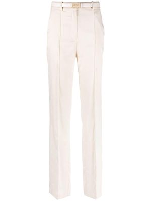 Elisabetta Franchi monogram-jacquard straight-leg trousers - Neutrals