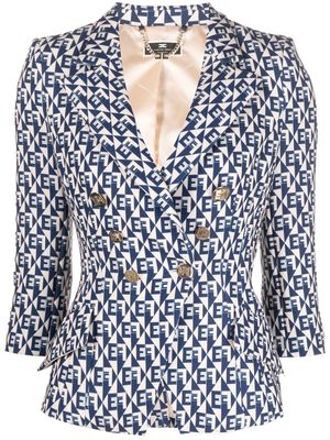 Elisabetta Franchi monogram-pattern double-breasted blazer - Neutrals