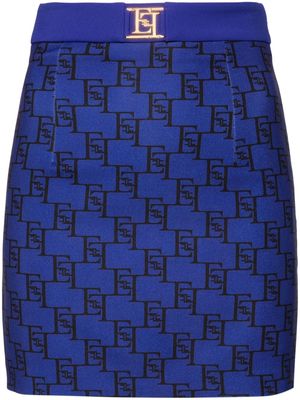 Elisabetta Franchi monogram-print crepe miniskirt - Blue