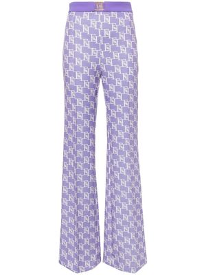 Elisabetta Franchi monogram-print crepe palazzo pants - Purple