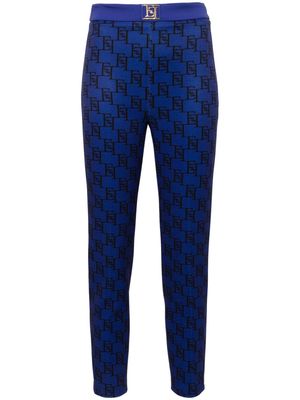 Elisabetta Franchi monogram-print crepe tapered trousers - Blue