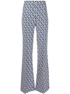 Elisabetta Franchi monogram-print high-waisted trousers - Blue