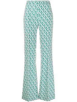 Elisabetta Franchi monogram-print high-waisted trousers - Green