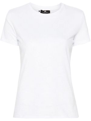 Elisabetta Franchi monogram-rhinestones cotton T-shirt - White