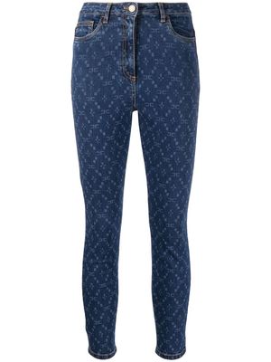 Elisabetta Franchi monogram skinny jeans - Blue