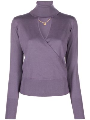 Elisabetta Franchi padlock-pendant cut-out jumper - Purple