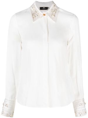 Elisabetta Franchi pearl-details long sleeve shirt - White