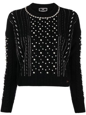 Elisabetta Franchi pearl-embellished wool jumper - Black