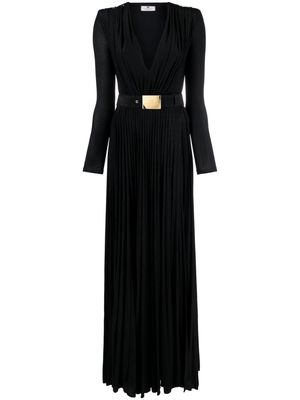 Elisabetta Franchi pleated belted maxi dress - Black