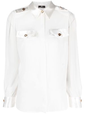 Elisabetta Franchi poplin-texture logo-engraved shirt - White