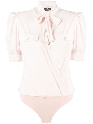 Elisabetta Franchi pussy-bow collar wrap bodysuit - Pink