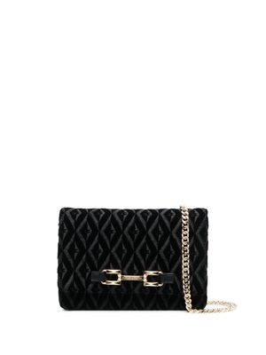 Elisabetta Franchi quilted velvet crossbody bag - Black