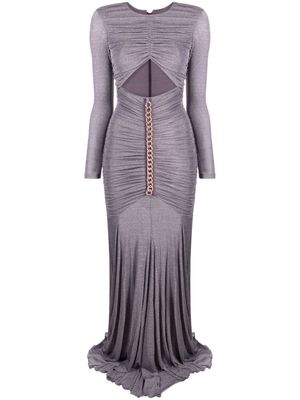 Elisabetta Franchi rhinestone-embellished cut-out long dress - Purple