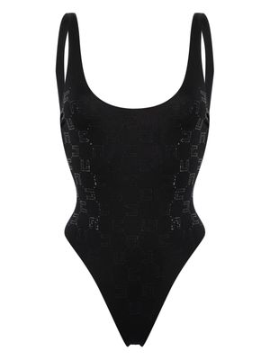 Elisabetta Franchi rhinestone-embellished monogram swimsuit - Black