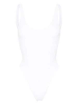 Elisabetta Franchi rhinestone-embellished monogram swimsuit - White
