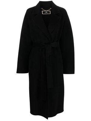 Elisabetta Franchi rhinestone-embellished wool coat - Black