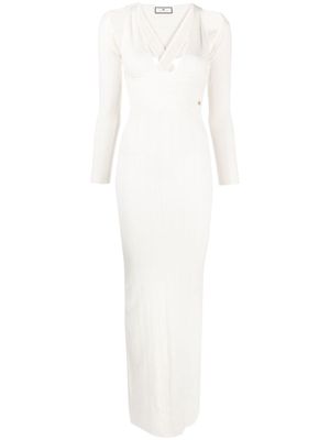 Elisabetta Franchi ribbed-knit long dress - White