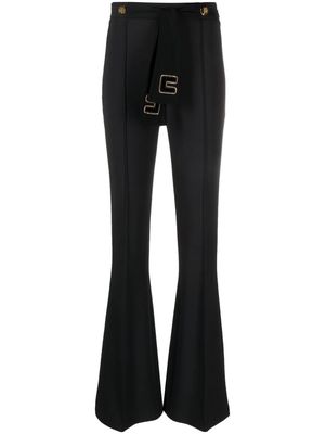 Elisabetta Franchi sash-belt crepe palazzo trousers - Black