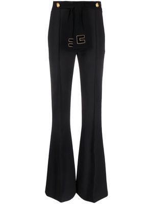 Elisabetta Franchi sash-belt flared trousers - Black