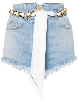 Elisabetta Franchi scarf-belt denim shorts - Blue