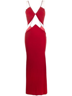 Elisabetta Franchi semi-sheer floor-length gown - Red