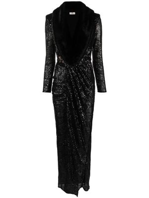 Elisabetta Franchi sequin belted maxi dress - Black