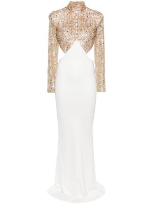 Elisabetta Franchi sequin-embellished maxi dress - White