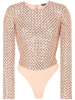 Elisabetta Franchi sequinned semi-sheer bodysuit - Neutrals