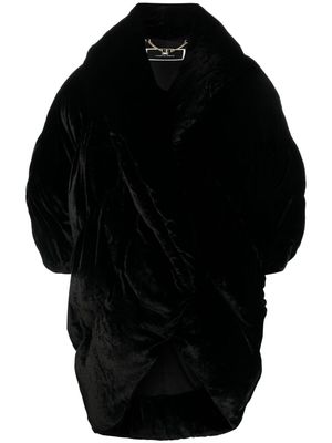 Elisabetta Franchi shawl-lapels quilted velvet jacket - Black