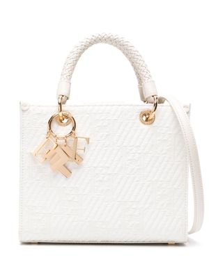 Elisabetta Franchi small monogram-jacquard tote bag - White