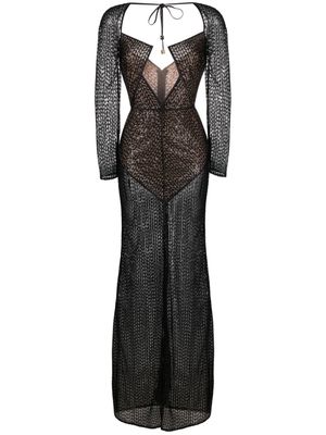 Elisabetta Franchi square-neck sequinned maxi dress - Black