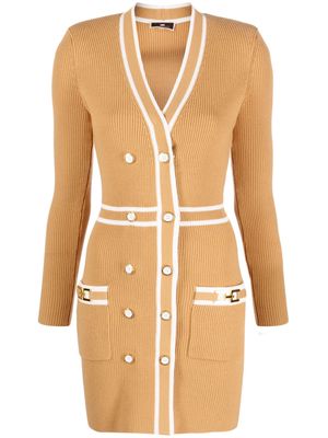 Elisabetta Franchi stripe-trim knitted minidress - Yellow