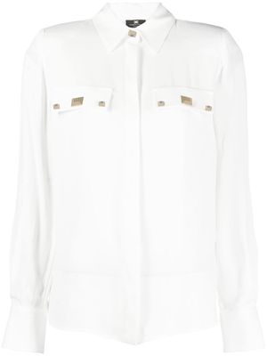 Elisabetta Franchi stud-detailed long-sleeved shirt - White