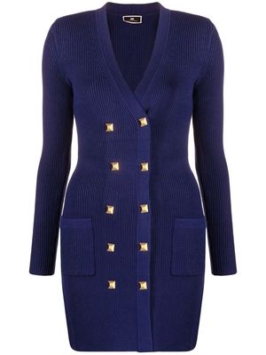 Elisabetta Franchi stud-embellished ribbed-knit dress - Blue