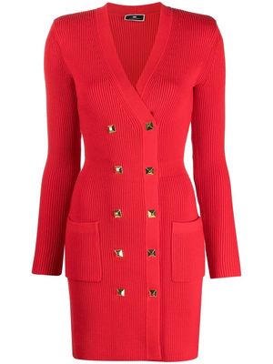 Elisabetta Franchi stud-embellished ribbed-knit dress - Red