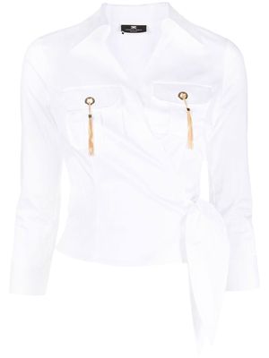 Elisabetta Franchi tassel-detail wrap shirt - White