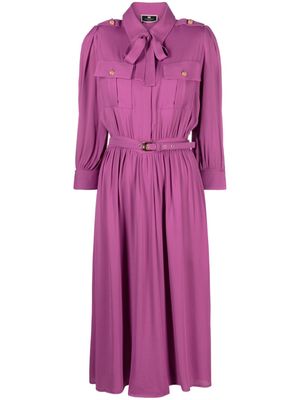 Elisabetta Franchi three-quarter length-sleeve belted-waist dress - Pink