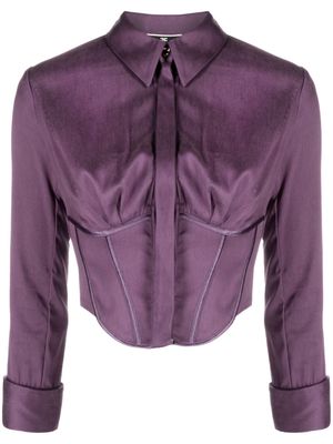 Elisabetta Franchi three-quarter-length sleeve bustier blouse - Purple