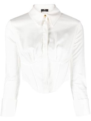Elisabetta Franchi three-quarter-length sleeve bustier blouse - White