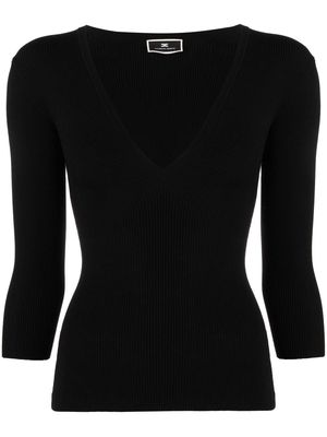 Elisabetta Franchi three-quarter sleeved knit jumper - Black