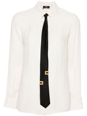 Elisabetta Franchi tie-detail georgette shirt - Neutrals